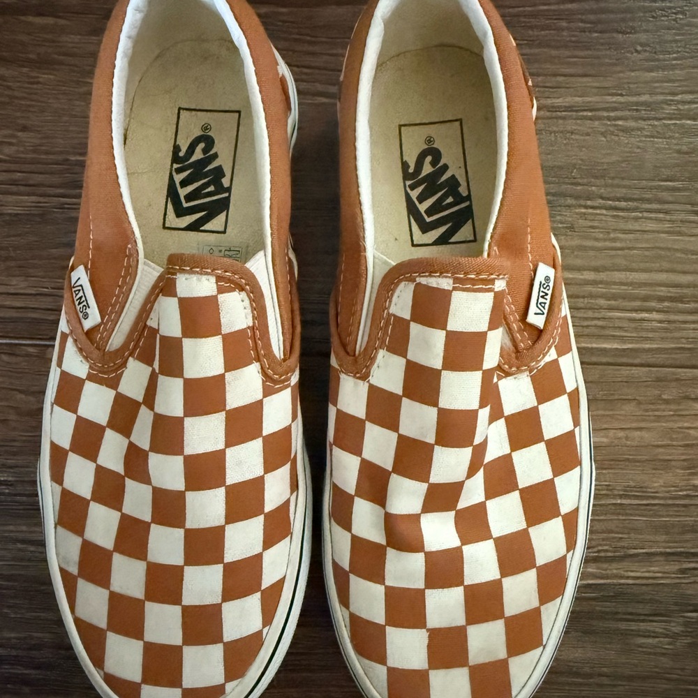 Burnt Orange Vans Classic Slip-On Checkerboard Shoe